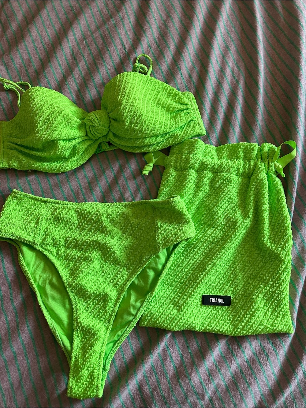 triangl swimwear Neon Lime Textured Bikini Set